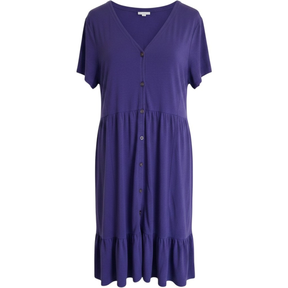 J.Jill Purple Cotton Tencel Modal Tiered Button Down Dress XL RN 97641